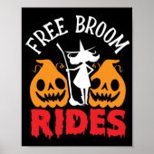 Funny Halloween Free Broom Rides Witch Pumpkins Poster (Voorkant)