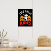 Funny Halloween Free Broom Rides Witch Pumpkins Poster (Keuken)