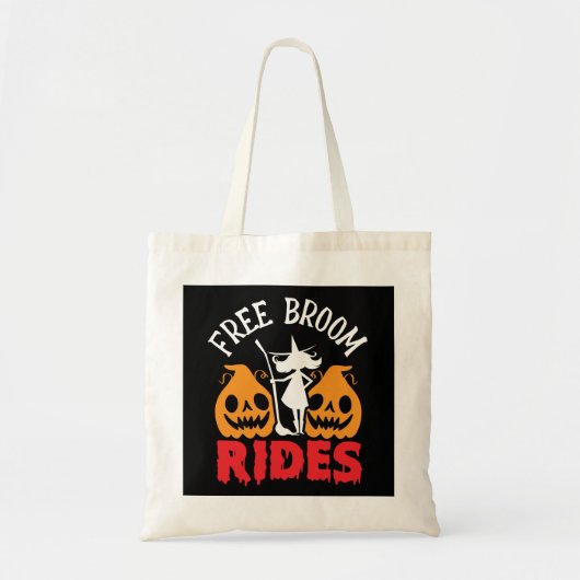 Funny Halloween Free Broom Rides Witch Pumpkins Tote Bag (Voorkant)