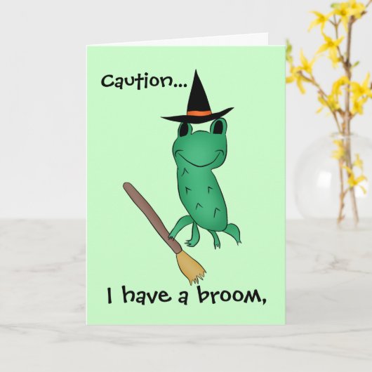 Funny Halloween Frog Kaart (Gele Bloem)