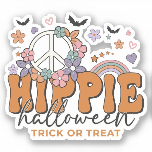 Funny Halloween gezegde Hippie Halloween Sticker (Voorkant)