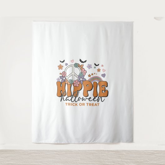 Funny Halloween gezegde Hippie Halloween Wandkleed (Voorkant)