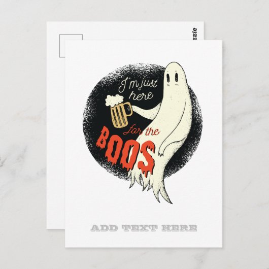 Funny Halloween GHOST BEER hier voor de BOOS Briefkaart (Voorkant / Achterkant)