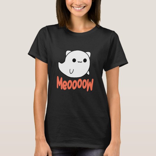 Funny Halloween Ghost Cat T-shirt (Voorkant)