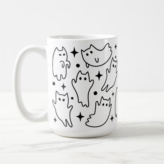 Funny Halloween Ghost Cat voor katten LoverMug Koffiemok (Links)