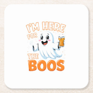 Funny Halloween Ghost Design - "I'm Here for the B Kartonnen Onderzetters