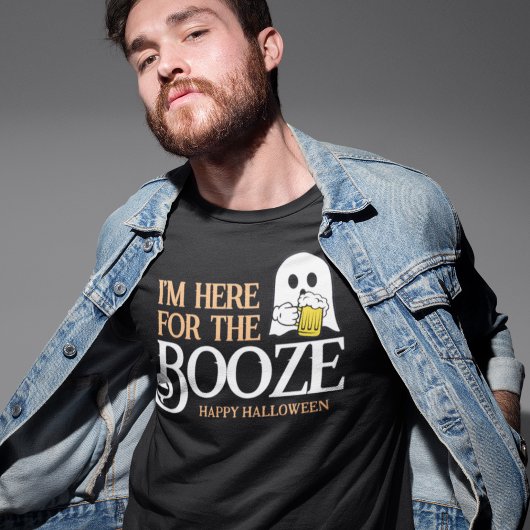 Funny Halloween Ghost Drink Bier Hier voor drank T-shirt