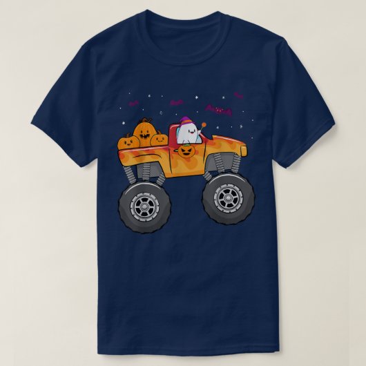 Funny Halloween Ghost Monster Truck Cute Bats Pump T-shirt (Design voorkant)