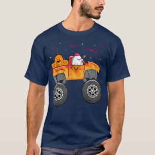 Funny Halloween Ghost Monster Truck Cute Bats Pump T-shirt