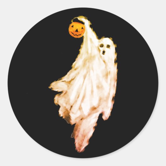 Funny Halloween Ghost Trick or treat Ronde Sticker (Voorkant)
