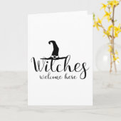 Funny Halloween Gifts - Witches Welkom hier Kaart (Gele Bloem)