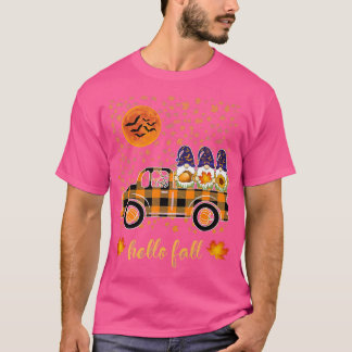 Funny Halloween Gnomes Witch Holding Pumpkin Ridin T-shirt