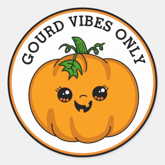 Funny Halloween | Gourd Vibes only | Pompoen Ronde Sticker (Voorkant)