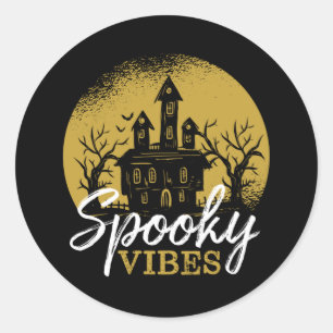 Funny Halloween Haunted House Horror Spooky Vibes Ronde Sticker