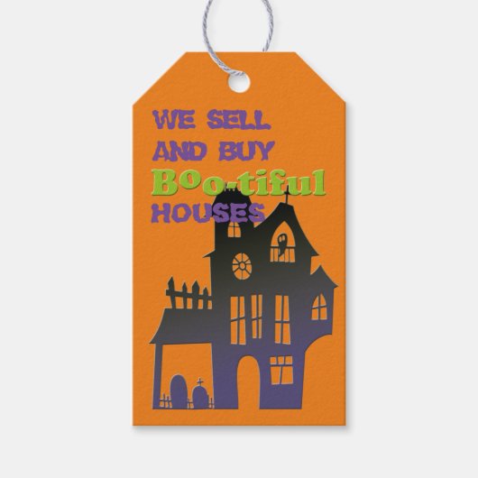 Funny Halloween Haunted House Real Estate Cadeaulabel (Voorkant)