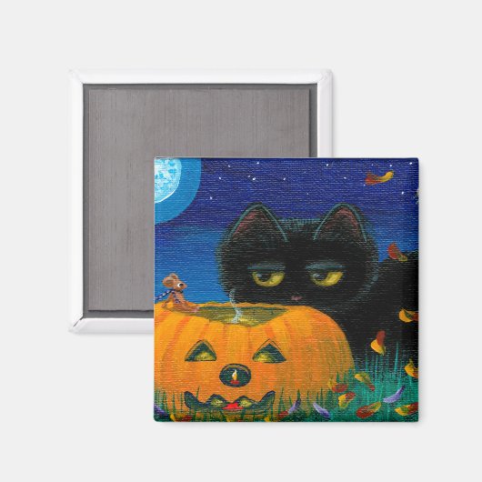 Funny Halloween Herfst Cat Mouse Art Creationarts Magneet (Voorkant / Achterkant)