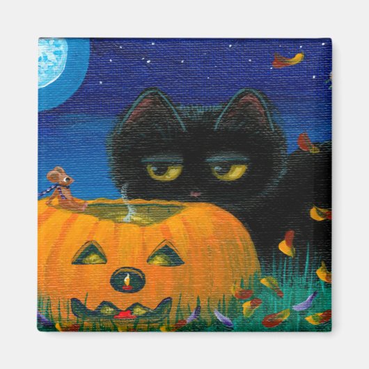Funny Halloween Herfst Cat Mouse Art Creationarts Magneet (Voorkant)