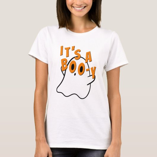 Funny Halloween Het is een Boy Ghost Baby shower W T-shirt (Voorkant)