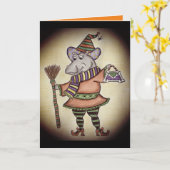 Funny Halloween Hippo Kaart (Gele Bloem)