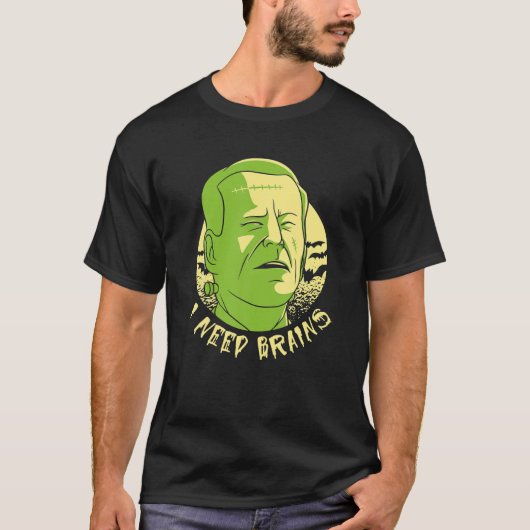 Funny Halloween Joe Biden Zombie Ik heb breinen no T-shirt (Voorkant)