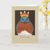 Funny Halloween-kaart met blauwvogel Kaart (Gele Bloem)