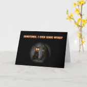 Funny Halloween-kaartkat met angstaanjagende ogen Kaart (Gele Bloem)