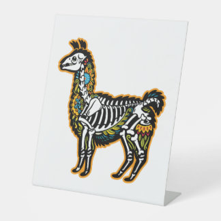 Funny Halloween Llama Skeleton Graphic - Reclamebord Met Voetstuk
