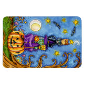 Funny Halloween Magnet met pompoen, heks Cat Owl Magneet (Horizontaal)