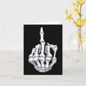 Funny Halloween Middle Finger Skeleton Hand Skull Kaart (Gele Bloem)
