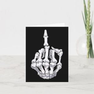 Funny Halloween Middle Finger Skeleton Hand Skull Kaart