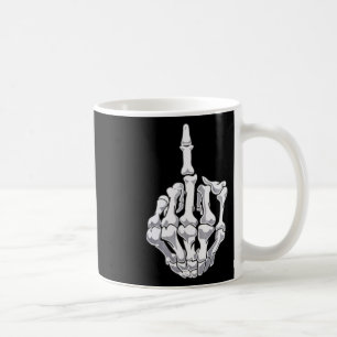 Funny Halloween Middle Finger Skeleton Hand Skull Koffiemok