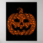 Funny Halloween Music Note Musician Jack O Lantern Poster (Voorkant)