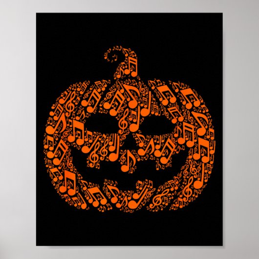 Funny Halloween Music Note Musician Jack O Lantern Poster (Voorkant)