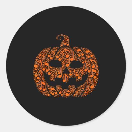 Funny Halloween Music Note Musician Jack O Lantern Ronde Sticker (Voorkant)