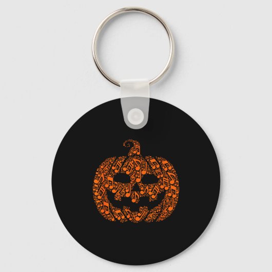 Funny Halloween Music Note Musician Jack O Lantern Sleutelhanger (Voorkant)