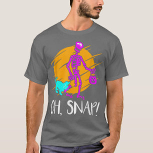Funny Halloween Oh, Snap Broken Bone Skeleton Pomp T-shirt
