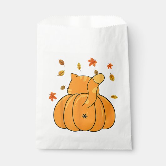 Funny Halloween Oranje pompoenkat karton voor katt Bedankzakje (Voorkant)