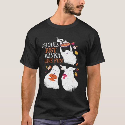 Funny Halloween Party Ghouls wil gewoon vun hebben T-shirt (Voorkant)