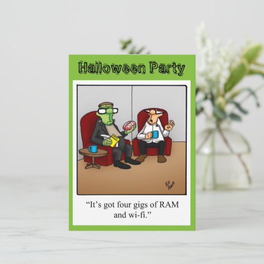 Funny Halloween Party Invitation Kaart (Staand voorkant)