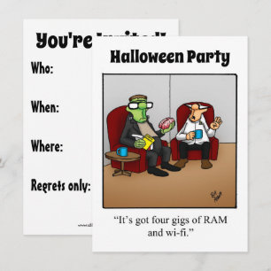Funny Halloween Party Invitation Kaart