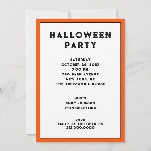 Funny Halloween Party Kaart (Achterkant)