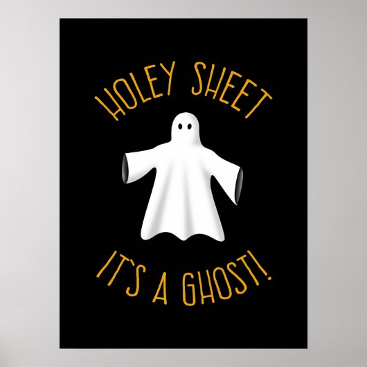 Funny Halloween Party Poster - Holey Sheet Ghost (Voorkant)