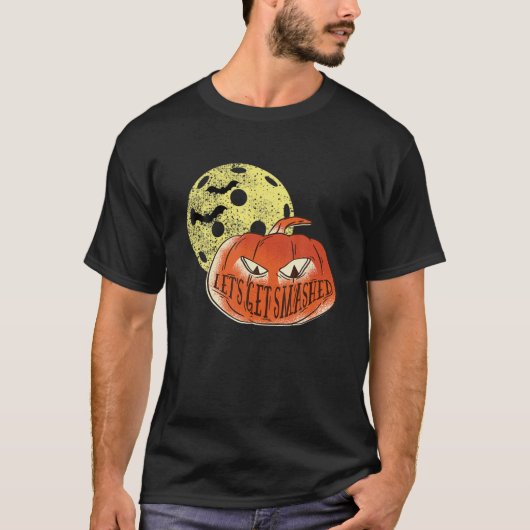 Funny Halloween Pickleball Moon Laten we gesmasht T-shirt (Voorkant)