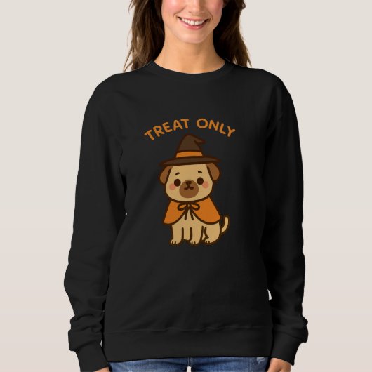 Funny Halloween Pug Witch Women's Sweatshirt (Voorkant)
