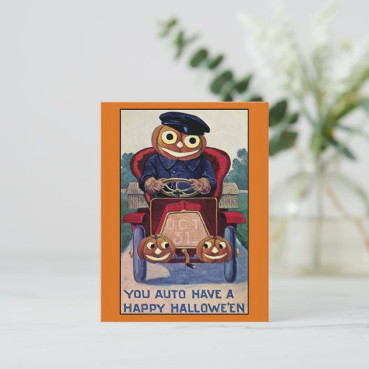 Funny  Halloween Pumpkin Briefkaart (Staand voorkant)