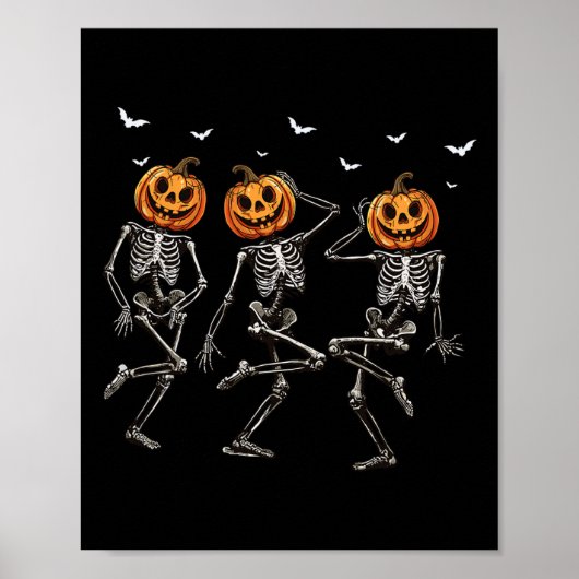 Funny Halloween Pumpkin Dancing Skeleton Costume W Poster (Voorkant)