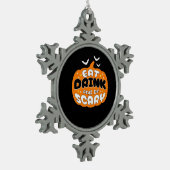 Funny Halloween Pumpkin Eat Drink And Be Scary Ess Tin Sneeuwvlok Ornament (Links)