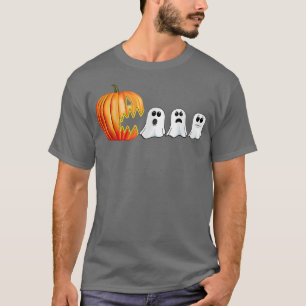 Funny Halloween Pumpkin Eating Ghost, Gamer Mannen T-shirt