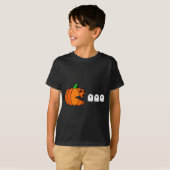 Funny Halloween Pumpkin Eating Ghost, Gamer Men Wo T-shirt (Voorkant volledig)