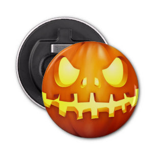 Funny Halloween Pumpkin Ggloing Jack o ltern Button Flesopener